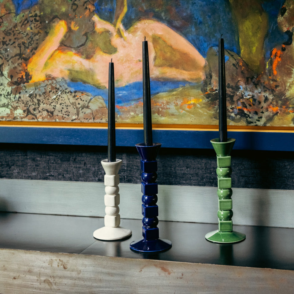 Anna Large Ceramic Candleholder in Midnight Blue