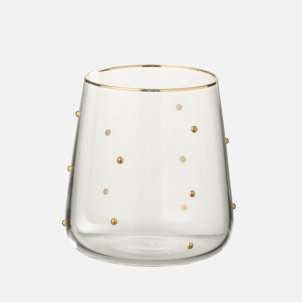 Gold Dotted Transparent Drinking Glass 420ml