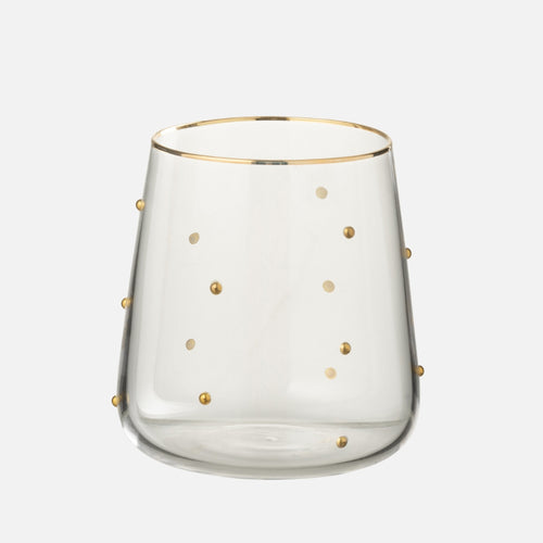 Gold Dotted Transparent Drinking Glass 420ml