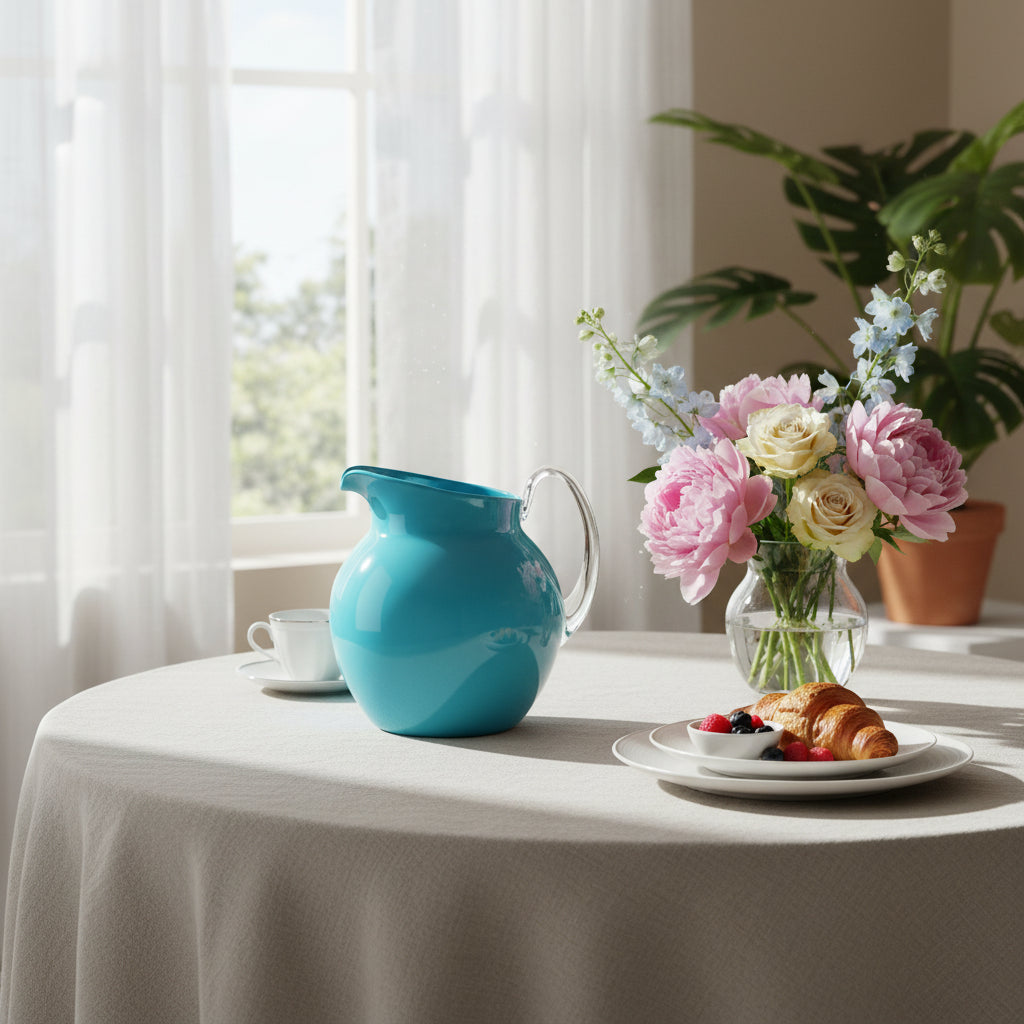 Palla Turquoise Gloss Acrylic Pitcher – Enamel Look