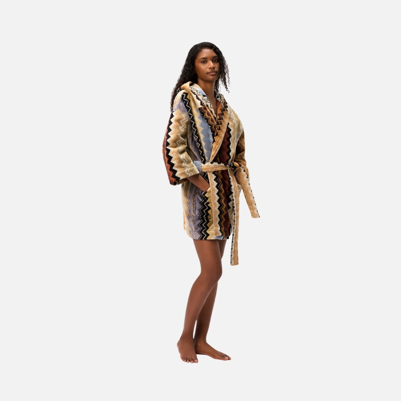 Giacomo Zigzag Short Cotton Bathrobe