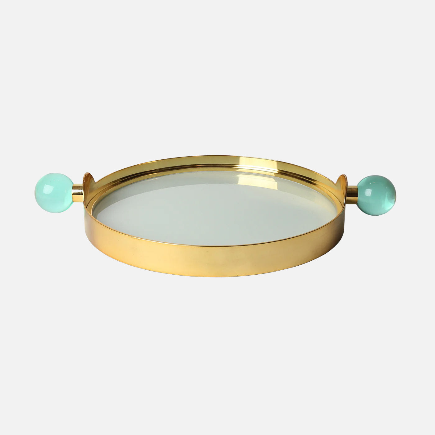 Globo Decorative Tray – Brass Frame with Acrylic Handles