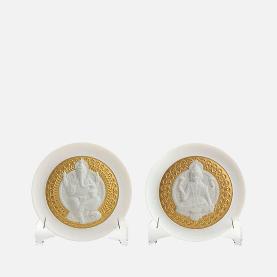 Goddess Lakshmi and Lord Ganesha Decorative Plates Set