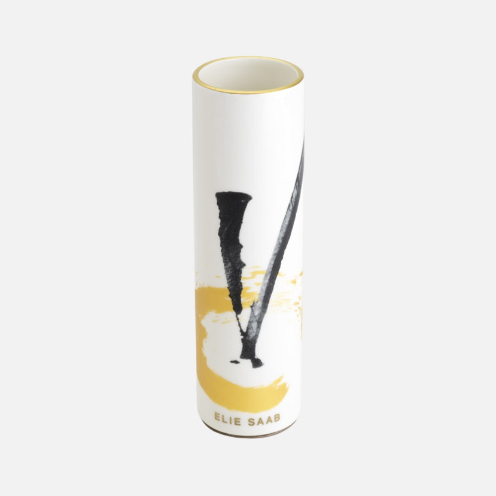 Golden Sumi-Elilium Flower Vase 24Cm W. Leather G.B.