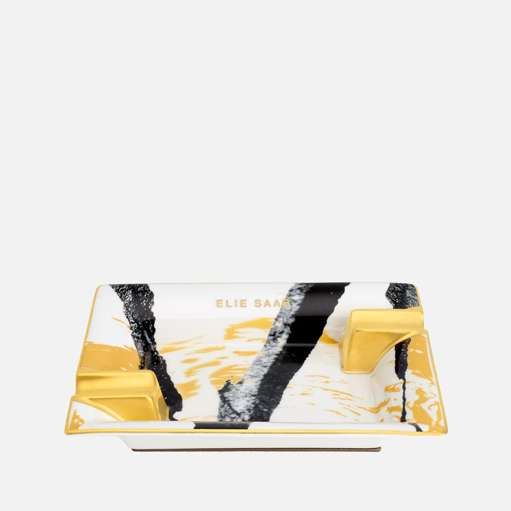 Golden Sumi-E Square Vide-Poche 12Cm With Leather G.B.