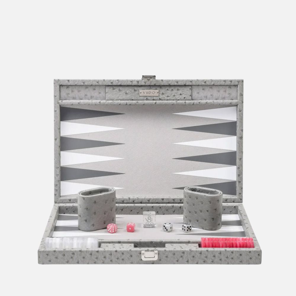 Grey Ostrich Medium Backgammon