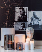 Hurricane Lamp Large – Hand-Blown Silver Glass Candle Holder