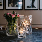 Hurricane Crystal Lamp Medium – Hand-Cut Candle Holder