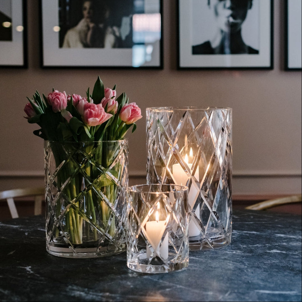 Hurricane Crystal Lamp Medium – Hand-Cut Candle Holder