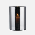 Hurricane Lamp Large – Hand-Blown Silver Glass Candle Holder