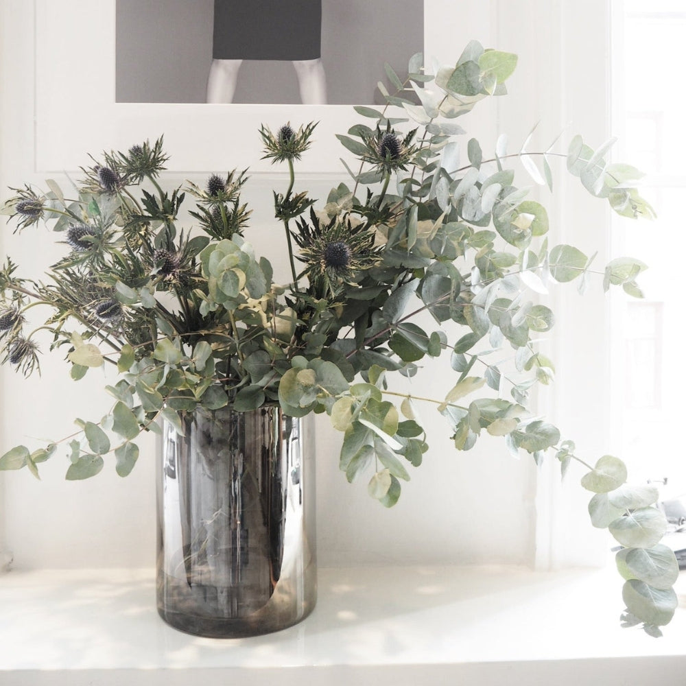 Hurricane Lamp Large – Hand-Blown Silver Glass Candle Holder