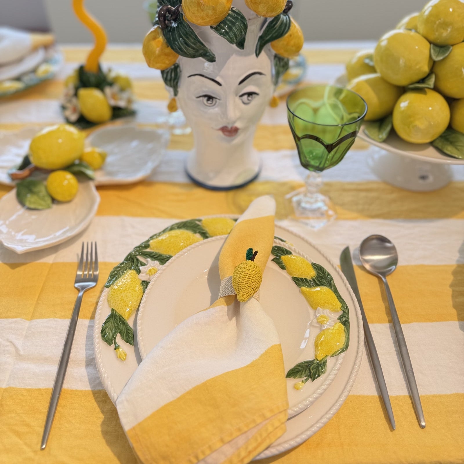 Lemon Collection Hand-Painted Ceramic Salad Plate