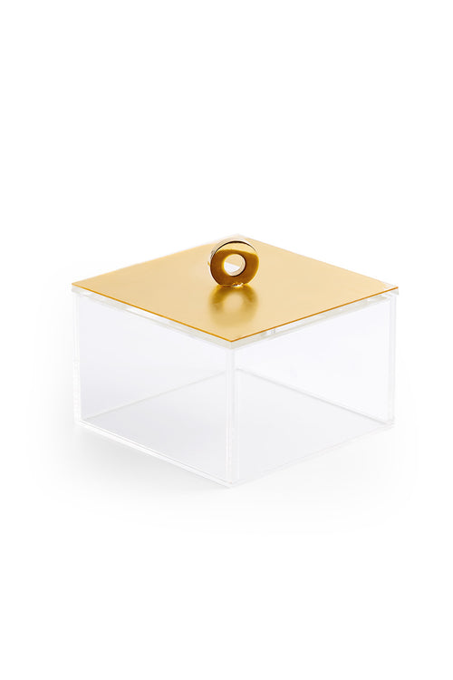 Square Plexi Box With Mirror Top Gold for Home