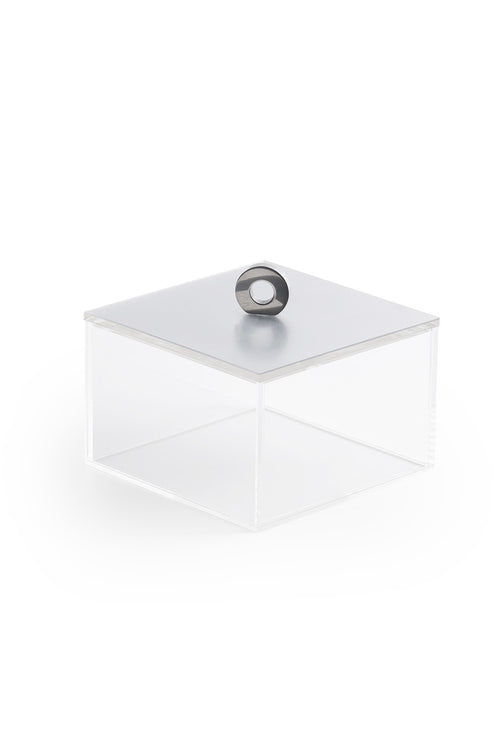 Square Plexi Box With Mirror Top Silver for Home