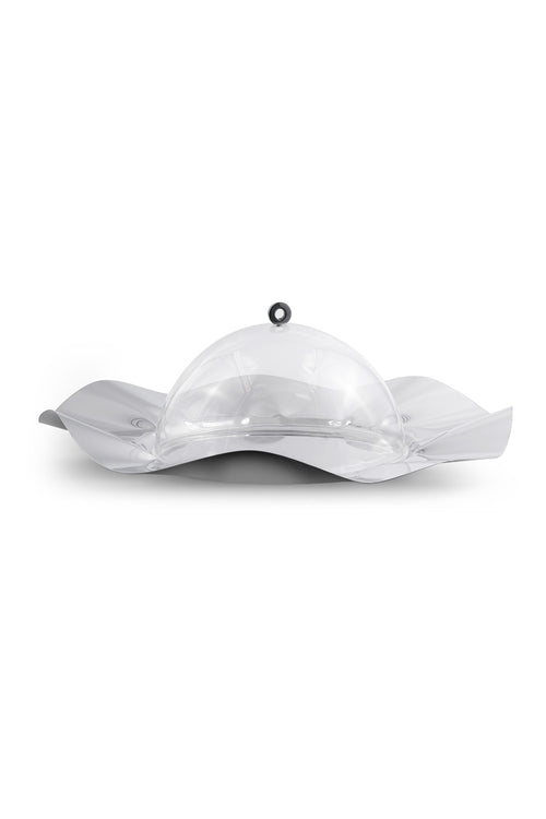 Flower Plate with Dome, 43cm, Silver