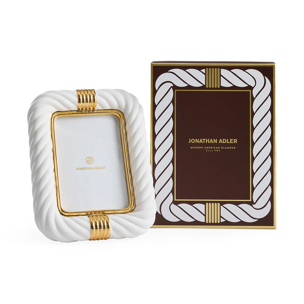 Geneva Porcelain Picture Frame with Gold Accents