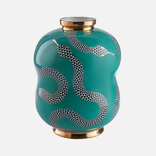 Eden Cinched Vase - Porcelain with Gold Accents