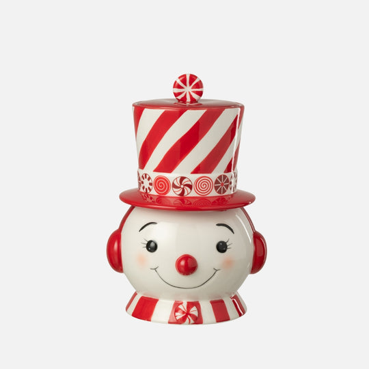 Christmas Snowman Jar with Hat – Decorative Dolomite Container