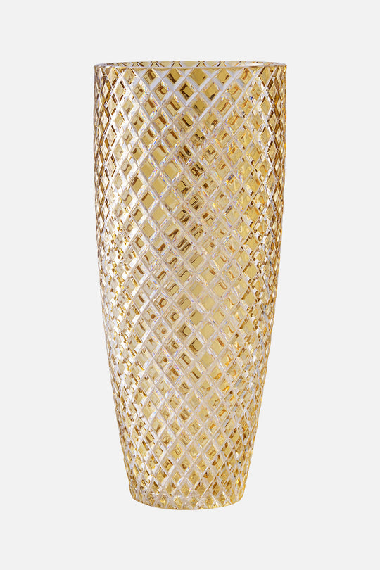 Karo Diamond Vase Amber 40cm for Home