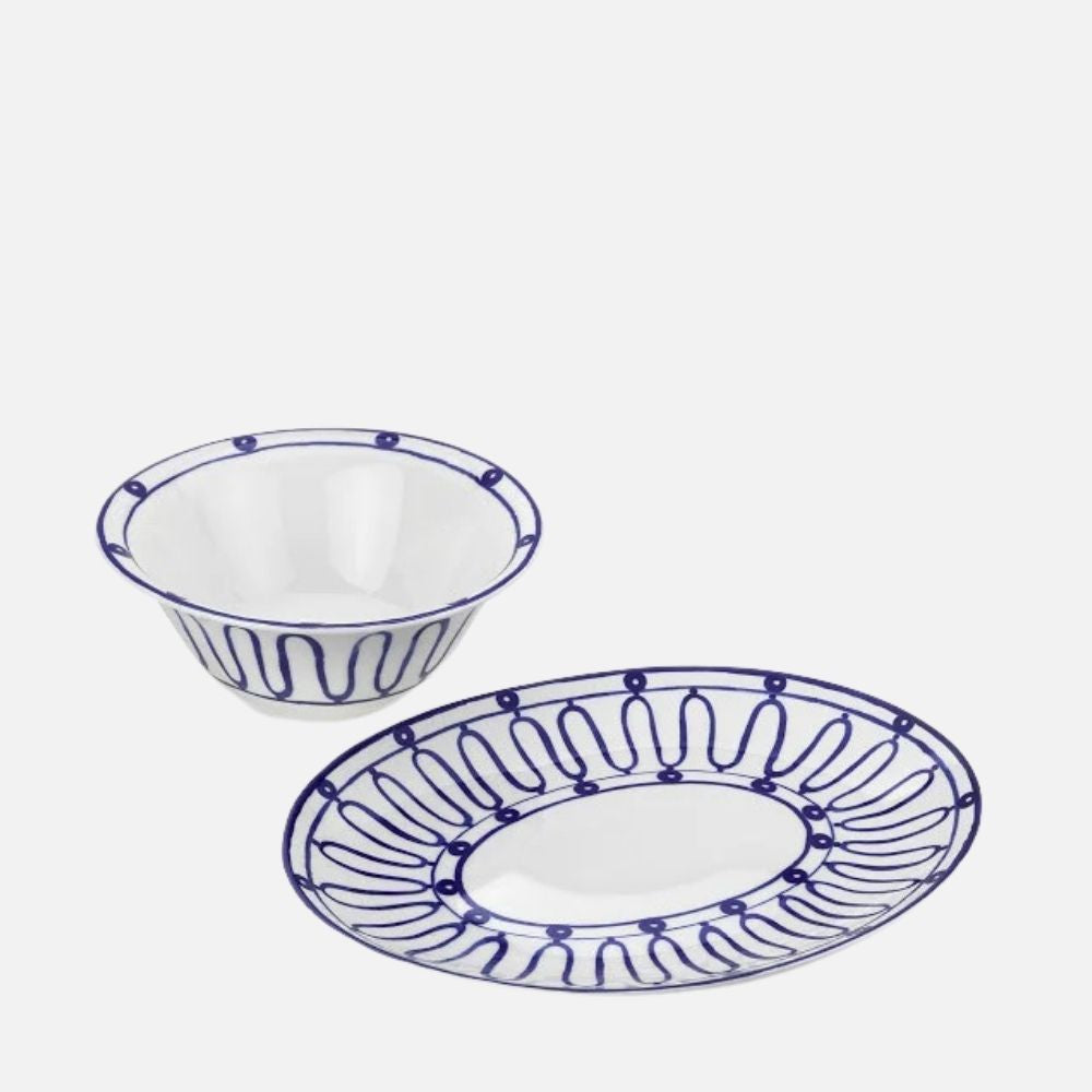 Kyma Blue Serving Platter – Hand‑Painted 36×27 cm