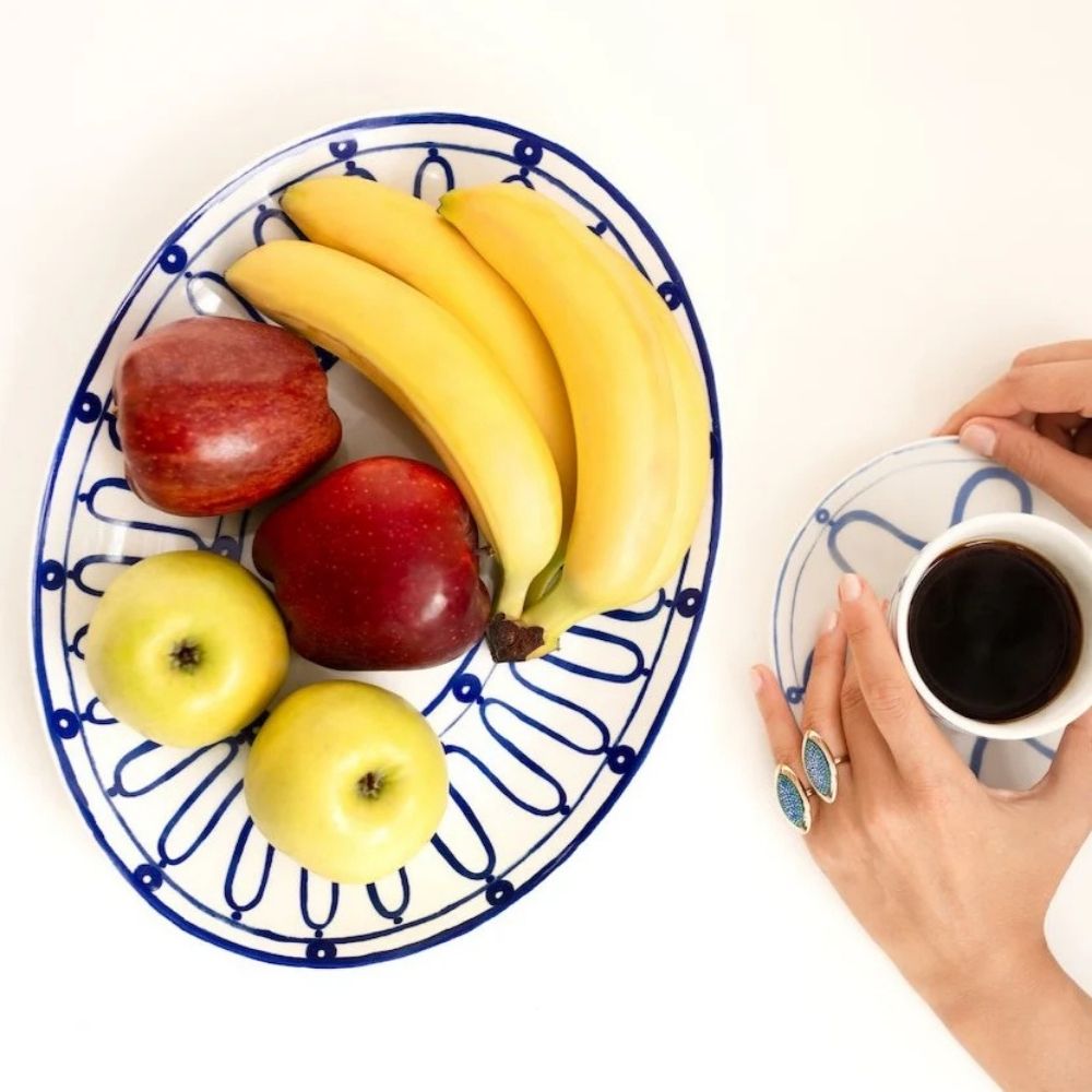 Kyma Blue Serving Platter – Hand‑Painted 36×27 cm