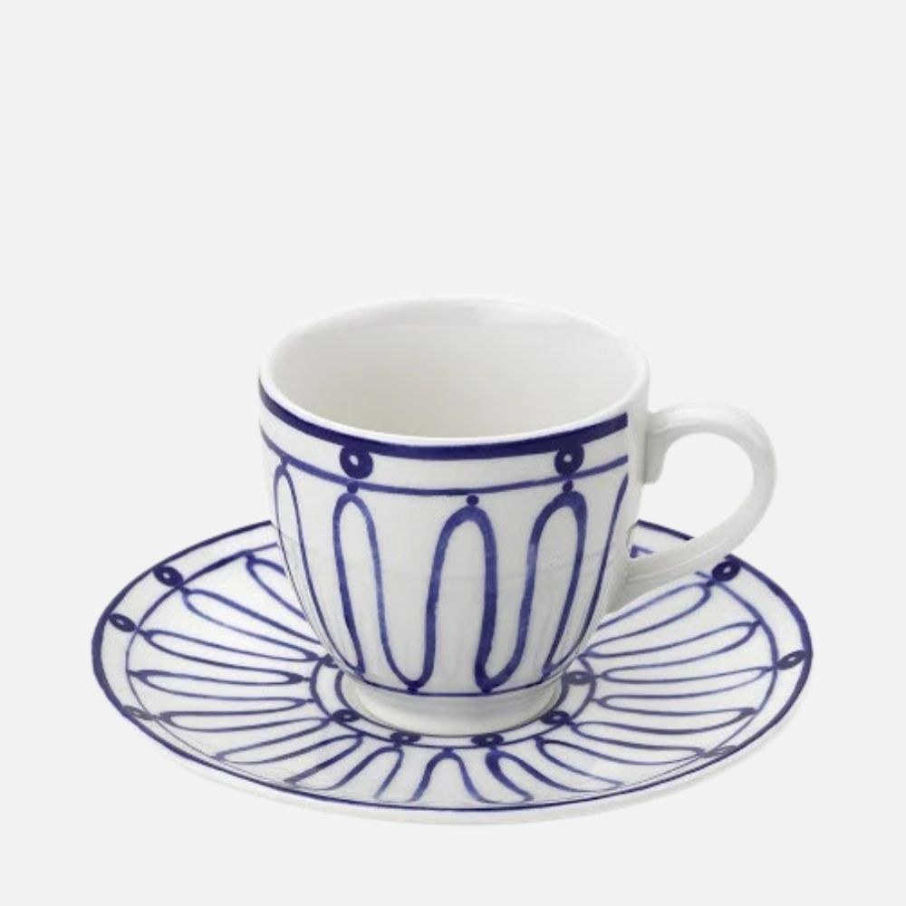 Kyma Tea & Coffee Cup – Fine Porcelain with Saucer