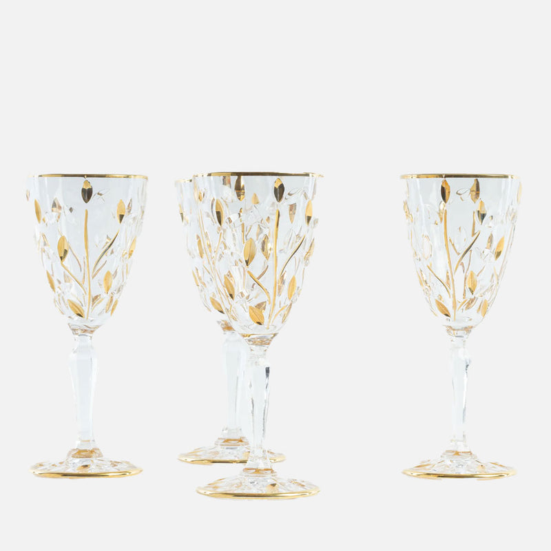 Gold Crystal Flute Glasses – Set of 4
