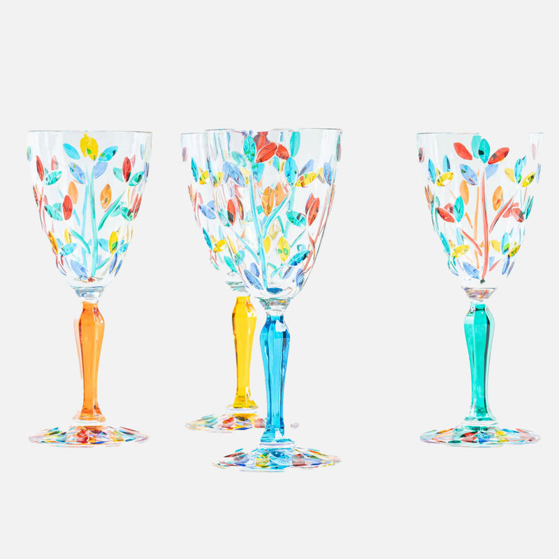 Multicoloured Crystal Wine Goblets – Set of 4