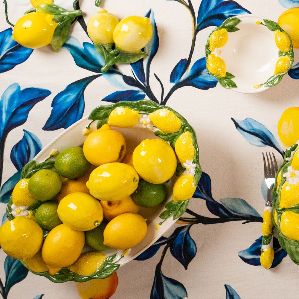 Lemon Collection Hand-Painted Ceramic Serving Platter
