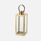 Gold Square Metal & Glass Lantern – Decorative Light Holder