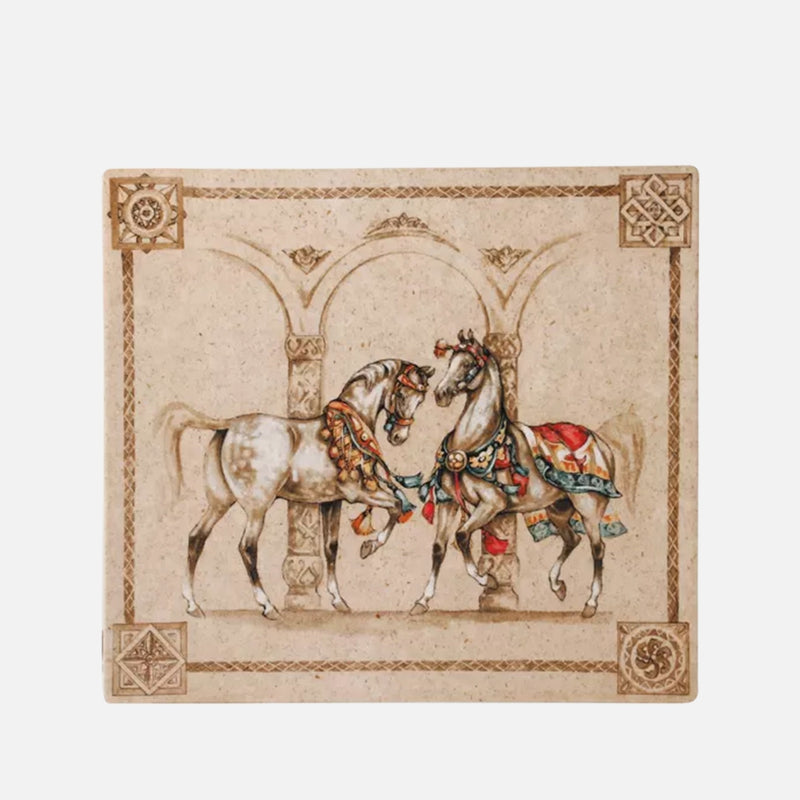 Square plate, large Wind Horses (29.5 x 26.5cm)