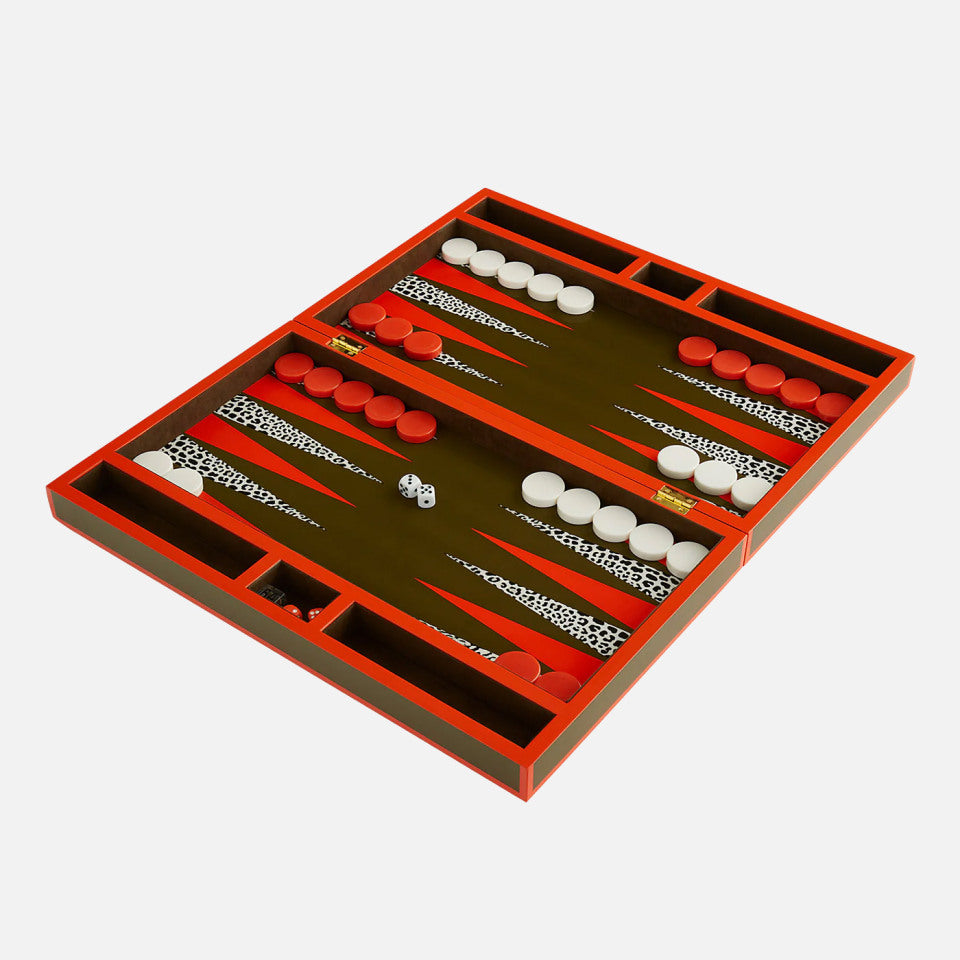 Leopard Backgammon Set - High Gloss Lacquer Game Board