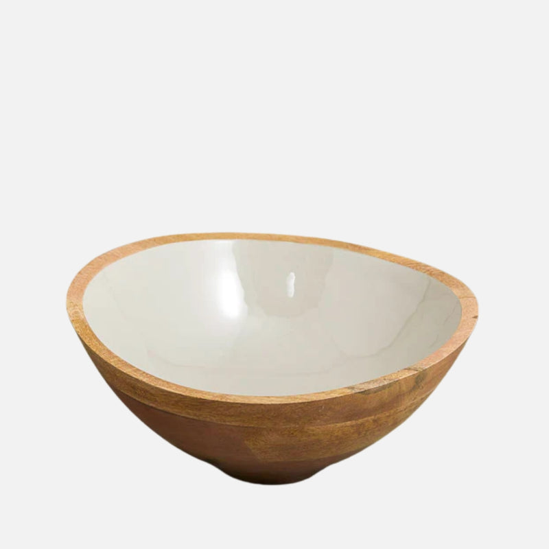 Madras Mango Wood Bowl – Taupe (Large )