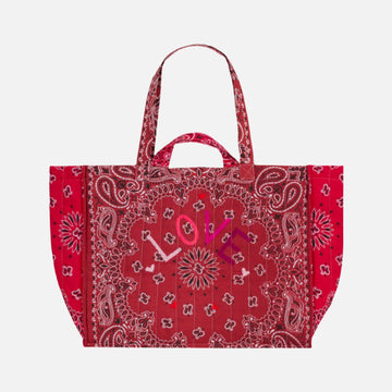 Maxi Cabas Matelasse-LOVE-Vintage Red