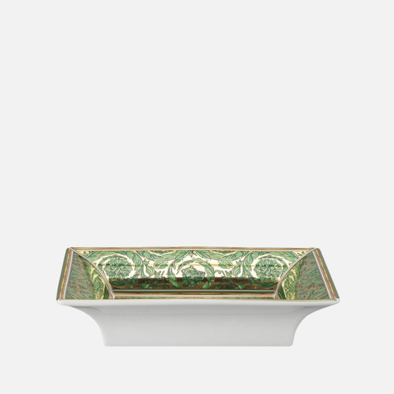 Medusa Garland Dish – Green Square Porcelain Plate, (18 x 18cm)