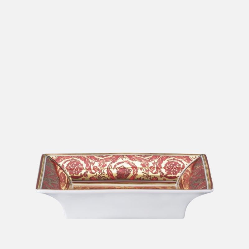 Medusa Garland Dish – Red Square Porcelain Plate -(18 x 18cm)