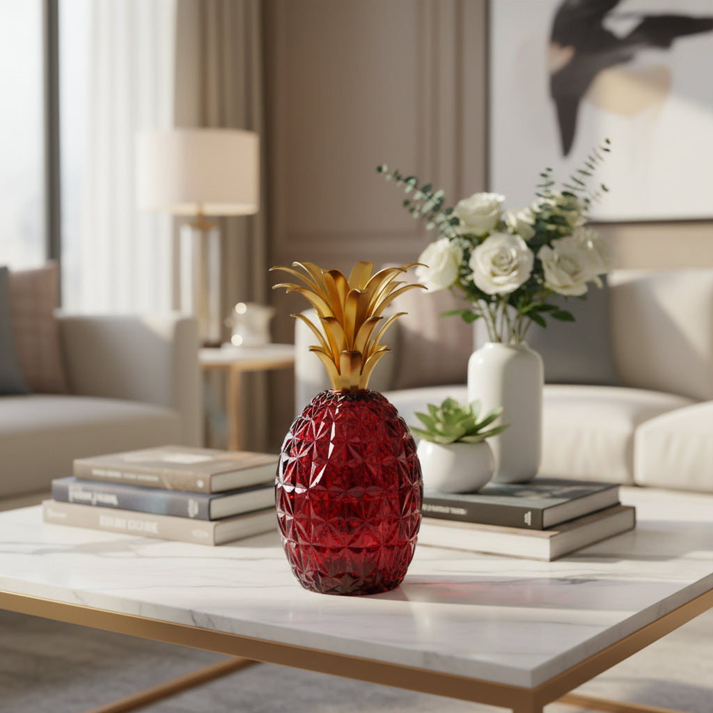 Melissa Cutlery Holder & Ice Bucket Acrylic Base Pineapple -Ruby