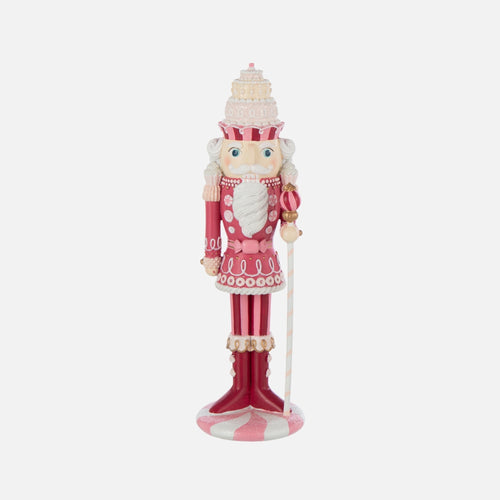 White & Pink Candy Nutcracker Decoration – Small Resin Figurine