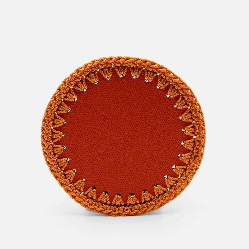 Rochelle Leather & Crochet Coasters Set of 6 (Mango)