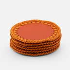 Rochelle Leather &amp; Crochet Coasters Set of 6 (Mango)