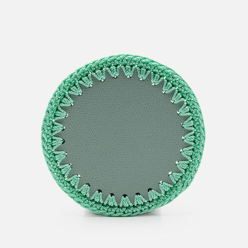 Rochelle Leather &amp; Crochet Coasters Set of 6 (Mint)