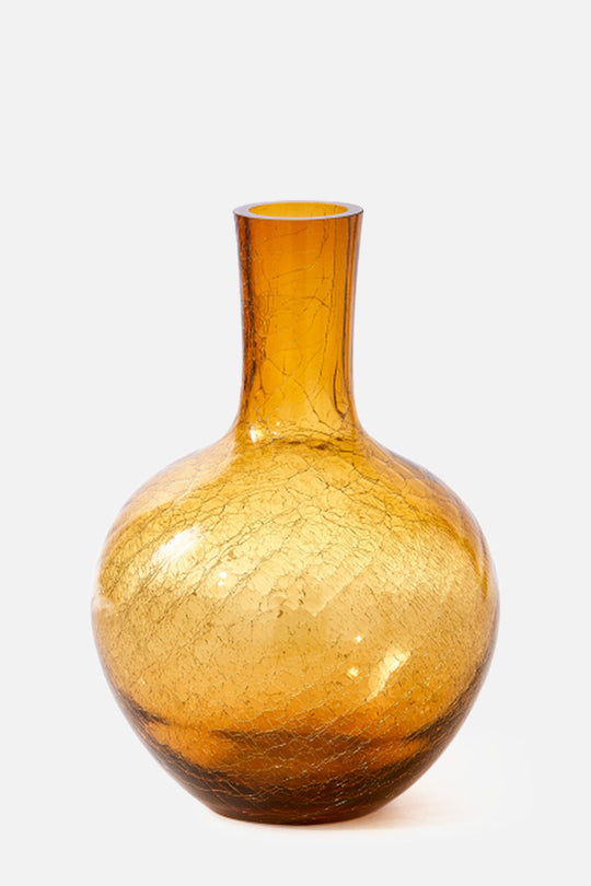 Crackled Glass Ball Body Vase - L