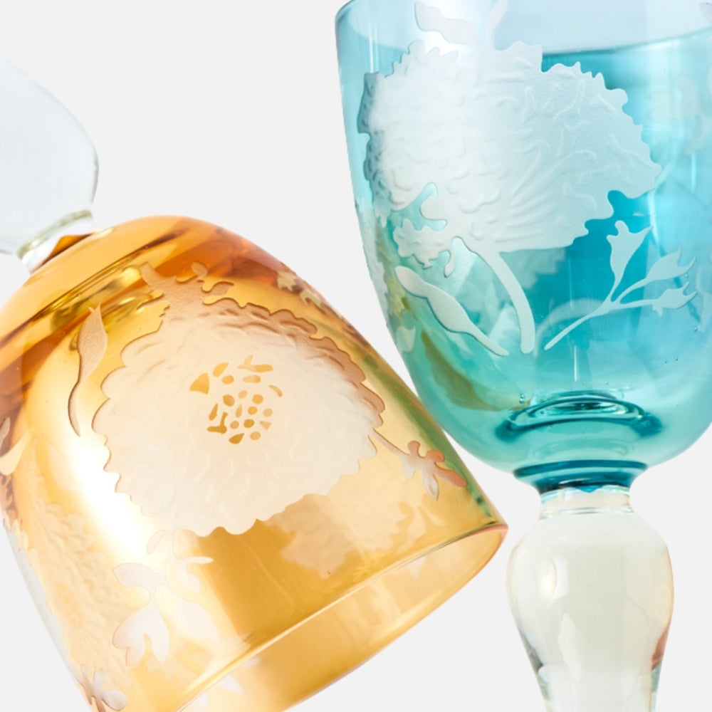 Peony Multicolour Wine Glasses – Set of 6