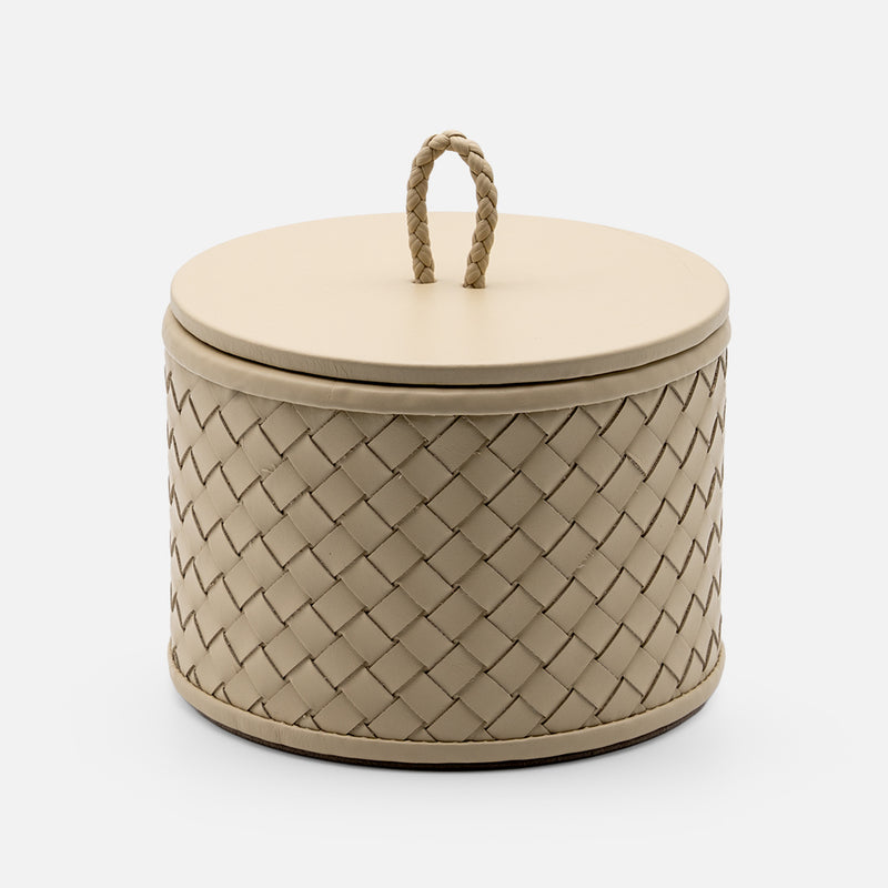 Jana Handwoven Round Box Smooth Leather