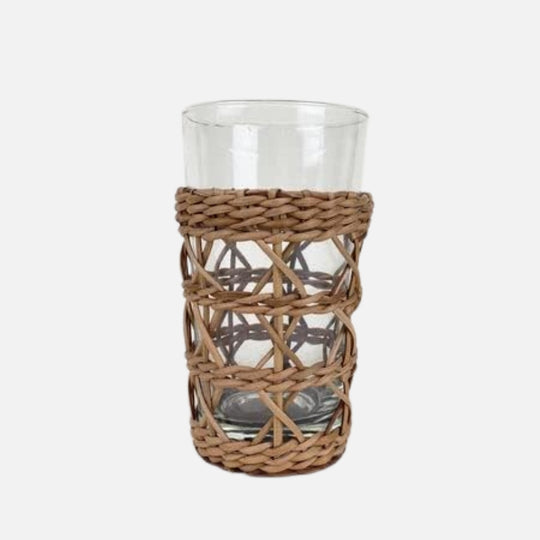Rattan Cage Highball Glass – Handwoven Wicker