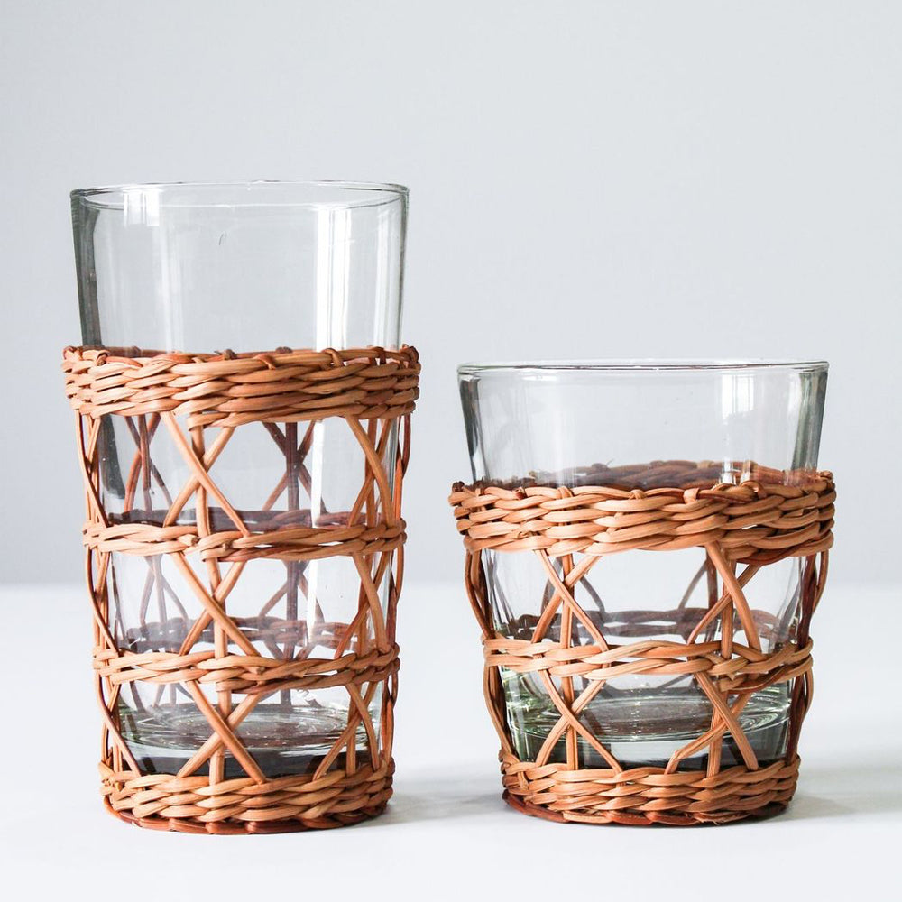 Seagrass Rattan Wide Cage Tumbler – Handwoven Accent