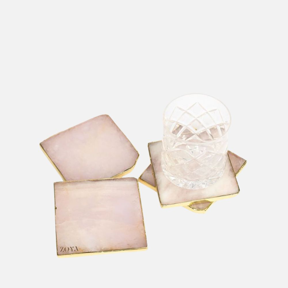 Rose Quartz Coasters, Set of 4