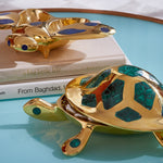 Brass Turtle Box with Malachite Inlay – Decorative Storage Accent