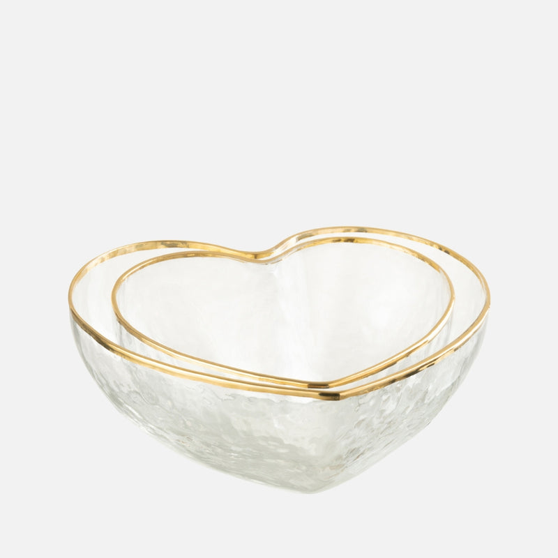 Set of 2 Heart Apero Glass Dishes – Decorative Serving Bowls