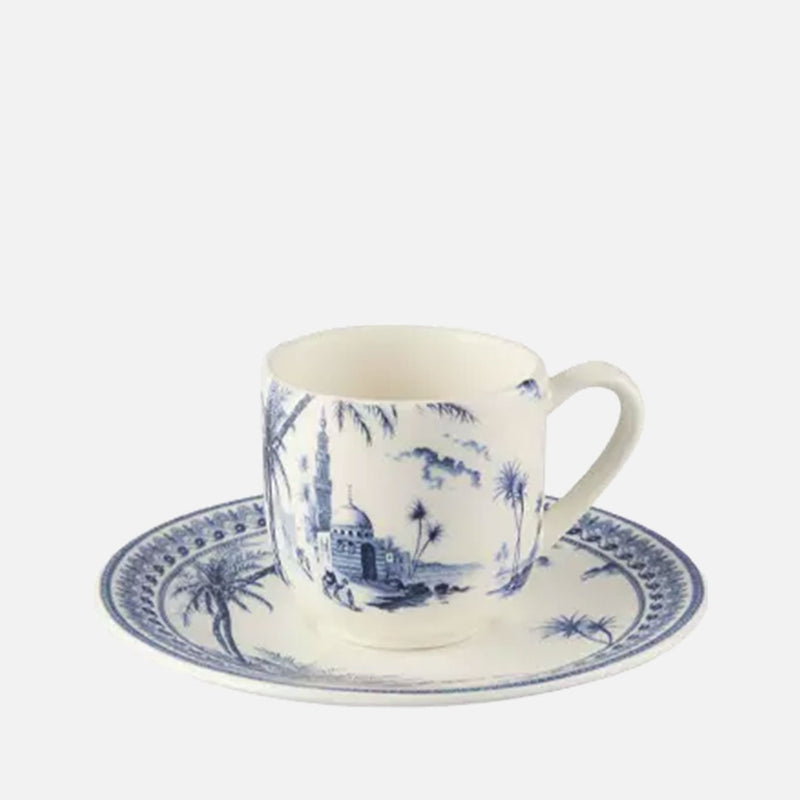 Les Dèpareillèes Bleu Espresso Cup and Saucer, 80ml, Set of 2